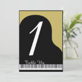 Black and Gold Piano Wedding Tischnummer (Stehend Vorderseite)