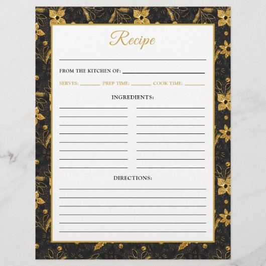 Black and Gold Poinsettia Flowers Recipe Page Flyer (Vorne)