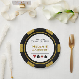 Black and Gold Poker Chip Las Vegas Wedding Pappteller