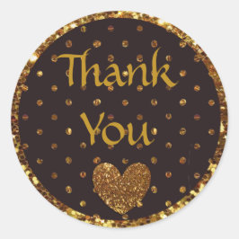 Black and Gold Polka Dot Glitzer Danke, Sticker