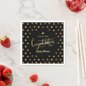 Black and Gold Polka Dot Glückwunschs Grad Abschlu Serviette (Beispiel)