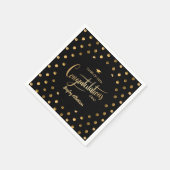 Black and Gold Polka Dot Glückwunschs Grad Abschlu Serviette (Ecke)