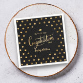 Black and Gold Polka Dot Glückwunschs Grad Abschlu Serviette