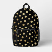 Black and Gold Polka Dot Personalisiert Bedruckter Rucksack (Vorderseite)