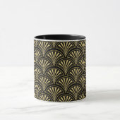 Black and Gold Posh Deko Fan Pattern Tasse (Zentrum)