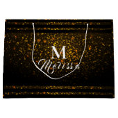 Black and Gold Pre-Personalized Monogram Gift Bag Große Geschenktüte (Vorderseite)