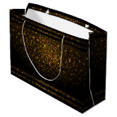 Black and Gold Pre-Personalized Monogram Gift Bag Große Geschenktüte (Rückseite Schrägansicht)