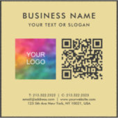 Black And Gold QR Code Business Logo Text Medium Aufkleber (Vorderseite)