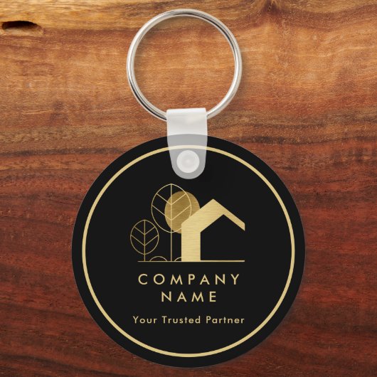 Black and Gold Qr-Code des modernen Hauses Schlüsselanhänger (Vorderseite)