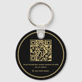 Black and Gold Qr-Code des modernen Hauses Schlüsselanhänger (Rückseite)