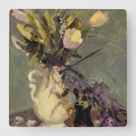 Black and Gold Quadratische Wanduhr (Vorderseite)