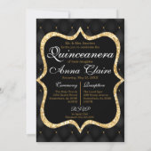 Black and Gold Quinceanera Einladung (Rückseite)
