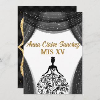 Black and Gold Quinceanera Einladung
