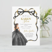 Black and Gold Quinceanera Invitation Einladung (Stehend Vorderseite)