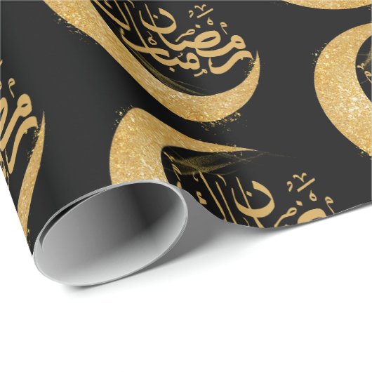 Black and Gold Ramadan Mubarak | Ramadan-Geschenk Geschenkpapier (Rolleneckpunkt)