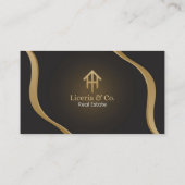 Black and Gold Real Anwesen Business Card Visitenkarte (Rückseite)
