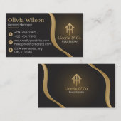 Black and Gold Real Anwesen Business Card Visitenkarte (Vorne/Hinten)