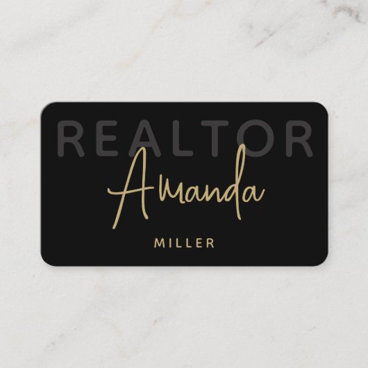 Black and Gold Realtor Broker Real Estate Agent Visitenkarte (Vorderseite)