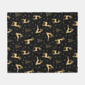 Black and Gold Rentier Fleecedecke (Vorderseite (Horizontal))