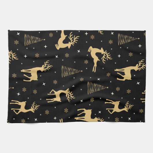 Black and Gold Rentier Geschirrtuch (Horizontal)