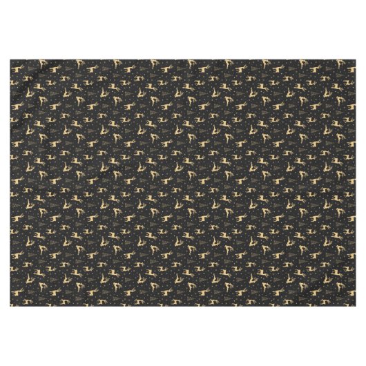Black and Gold Rentier Tischdecke (Vorderseite (Horizontal))