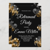 Black and Gold Rentirement Party Einladung (Vorne/Hinten)