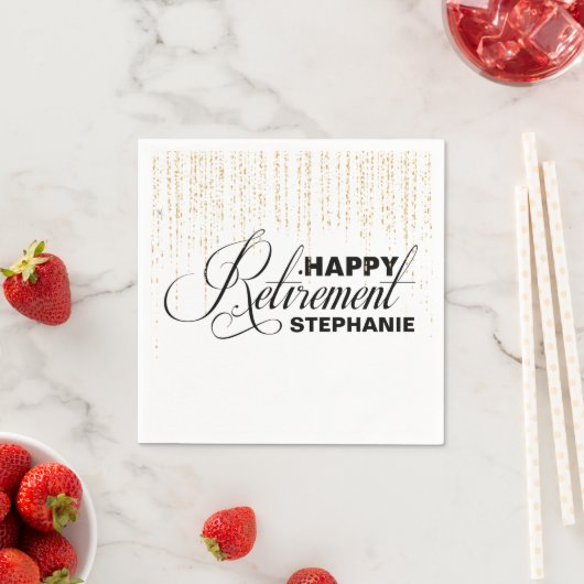 Black and Gold Retirement Party, Custom Napkins Serviette (Beispiel)