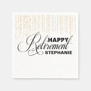 Black and Gold Retirement Party, Custom Napkins Serviette