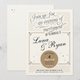 Black and Gold Retro Gatsby Hochzeitseinladungen Einladung