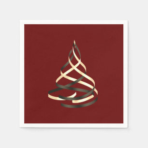 Black and Gold Ribbon Weihnachtsbaum Serviette