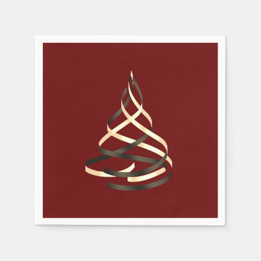 Black and Gold Ribbon Weihnachtsbaum Serviette (Vorderseite)