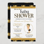 Black and Gold Royal Prince Baby Dusche Einladung (Vorne/Hinten)