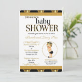 Black and Gold Royal Prince Baby Dusche Einladung (Stehend Vorderseite)
