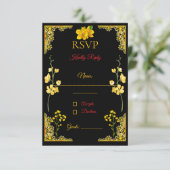 Black and Gold RSVP Card Karte (Stehend Vorderseite)