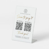 Black and Gold Scan zur Bezahlung von 2 QR Code Pa Sockelschild (Vorderseite)