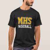 Black and Gold School Spirit Custom Baseball Team  T-Shirt (Vorderseite)