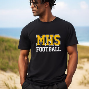 Black and Gold School Spirit Custom Football Team T-Shirt