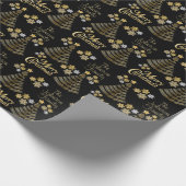 Black and Gold Scribble Weihnachtsbaum Geschenkpapier (Ecke)
