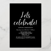 Black and Gold Script 4 photos Graduated Folieneinladung (Rückseite)