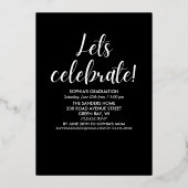 Black and Gold Script 4 photos Graduated for Her Folieneinladung (Rückseite)