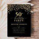 Black and Gold Script 50. Geburtstag Einladung<br><div class="desc">Set die Bühne für eine elegante Feier mit einer Schwarz-Gold-Script-Einladung Geburtstag! Dieses luxuriöse Gold-Script auf einem schwarzen Hintergrund strahlt Eleganz und zeitlosen Charme aus. Perfekt für Geburtstage oder ein stilvolles Event, kombiniert es klassische Eleganz mühelos mit modernem Flair. Ob ein großes Party oder eine intime Ansammlung - diese Einladung ist...</div>