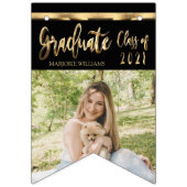 Black and Gold Script Class of 2021 Abschluss Wimpelkette (Zweite Fahne)