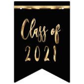 Black and Gold Script Class of 2021 Abschluss Wimpelkette (Erste Fahne)