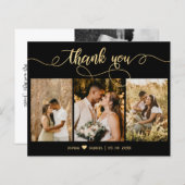 Black and Gold Script Foto Hochzeit (Vorne/Hinten)