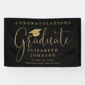 Black and Gold Script Graduation Party Banner (Horizontal)