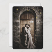 Black and Gold Script Modern Moody Whimsigoth Save The Date (Rückseite)