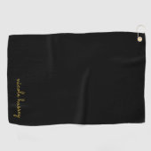 Black and Gold Script  | Stylish Monogram Modern Golfhandtuch (Horizontal)
