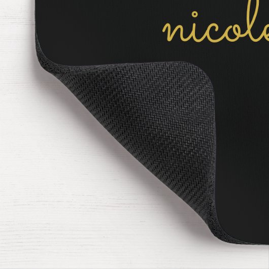 Black and Gold Script  | Stylish Monogram Modern Mousepad (Ecke)