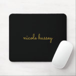 Black and Gold Script  | Stylish Monogram Modern Mousepad<br><div class="desc">A simple stylish custom monogram design in an casual handwritten in striking monochrome Black. The monogram can easily be personalized to make a design as unique as you are! The perfect trendy gift or accessory for any occasion.</div>