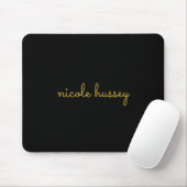 Black and Gold Script  | Stylish Monogram Modern Mousepad (Mit Mouse)